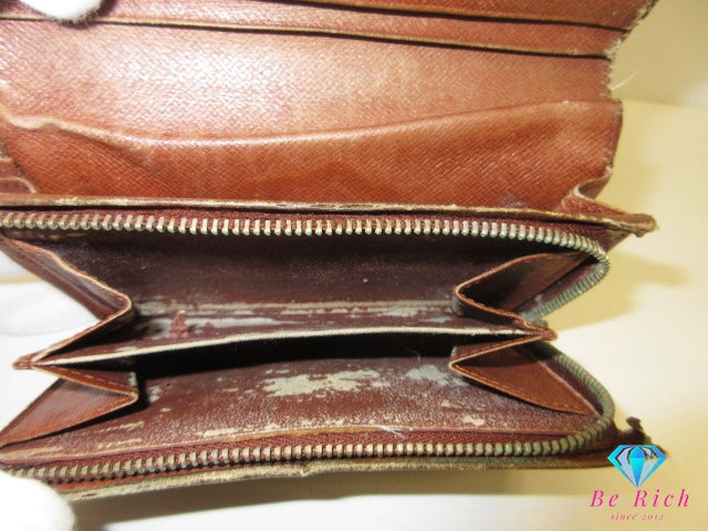 ルイ ヴィトン LOUIS VUITTON 二つ折り財布 モノグラム ポルト モネ ビエ トレゾール M61730 ブラウン 茶 L字ファスナー 小銭入れ LV ロゴ 中財布 ミディアム ウォレット 【中古】【送料無料】 bs4251