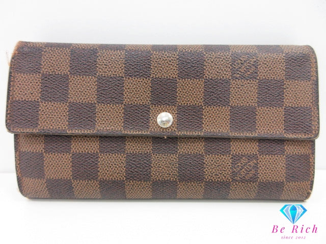 ルイ ヴィトン LOUIS VUITTON 二つ折り財布 長財布 ダミエ ポルト フォイユ サラ N61734 エベヌ ブラウン 茶 LV ロゴ ロング ウォレット 【中古】【送料無料】 bs4256