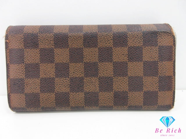 ルイ ヴィトン LOUIS VUITTON 二つ折り財布 長財布 ダミエ ポルト フォイユ サラ N61734 エベヌ ブラウン 茶 LV ロゴ ロング ウォレット 【中古】【送料無料】 bs4256