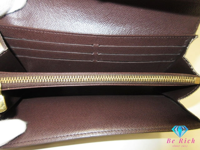 ルイ ヴィトン LOUIS VUITTON 二つ折り財布 長財布 ダミエ ポルト フォイユ サラ N61734 エベヌ ブラウン 茶 LV ロゴ ロング ウォレット 【中古】【送料無料】 bs4256