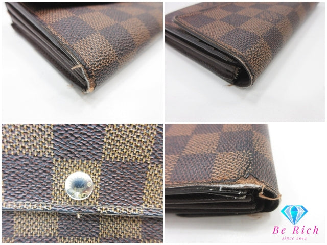 ルイ ヴィトン LOUIS VUITTON 二つ折り財布 長財布 ダミエ ポルト フォイユ サラ N61734 エベヌ ブラウン 茶 LV ロゴ ロング ウォレット 【中古】【送料無料】 bs4256