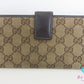 グッチ GUCCI Wホック 二つ折り財布 長財布 245723 GG ラブリー ハート カーキ ベージュ キャンバス レザー ロゴ ロング ウォレット 【中古】【送料無料】bs4257