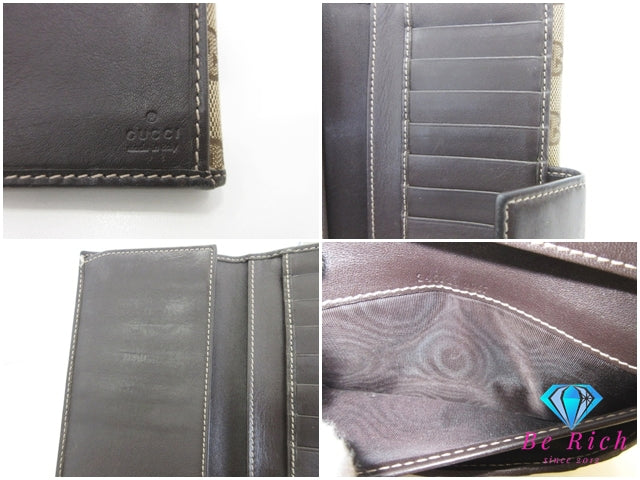 グッチ GUCCI Wホック 二つ折り財布 長財布 245723 GG ラブリー ハート カーキ ベージュ キャンバス レザー ロゴ ロング ウォレット 【中古】【送料無料】bs4257