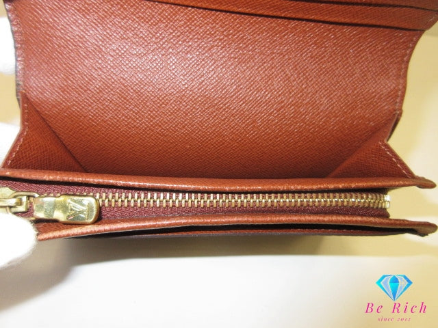 ルイ ヴィトン LOUIS VUITTON 二つ折り財布 モノグラム ポルト モネ ビエ トレゾール M61730 ブラウン 茶 L字ファスナー 小銭入れ LV ロゴ 中財布 ミディアム ウォレット 【中古】【送料無料】 bs4260