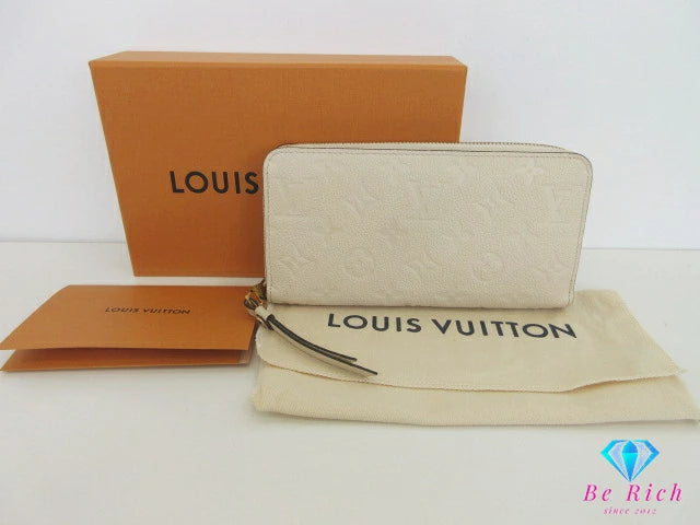 ルイ ヴィトン LOUIS VUITTON 二つ折り財布 長財布 モノグラム アンプラント ジッピー ウォレット M69034 トゥルトレール ベージュ エンボス レザー LV ロゴ ラウンド ファスナー【中古】【送料無料】 bs4262
