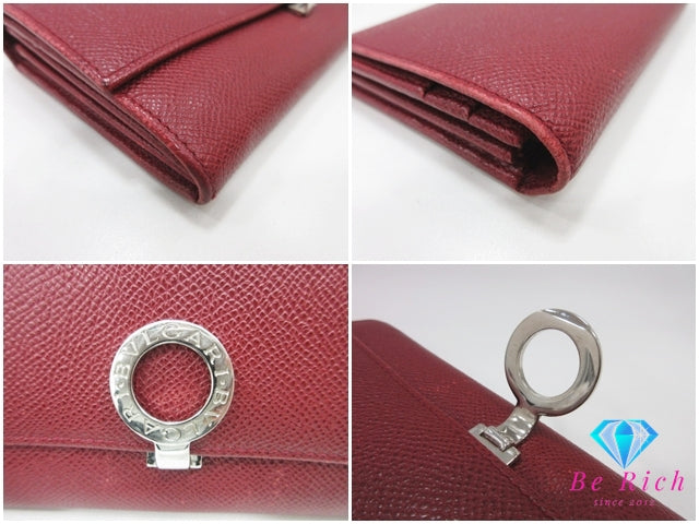 ブルガリ BVLGARI 長財布 ブルガリブルガリ 33889 レッド 赤 レザー ロゴ クリップ 二つ折り財布 ロング ウォレット  【中古】【送料無料】 bs4263