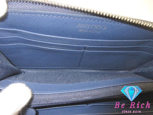 美品 ジミーチュウ ラウンドファスナー 長財布 J000026837001 フィリパ FILLPA スタッズ レザー ライトカーキ ゴールド JIMMY CHOO 【中古】【送料無料】 bs4269