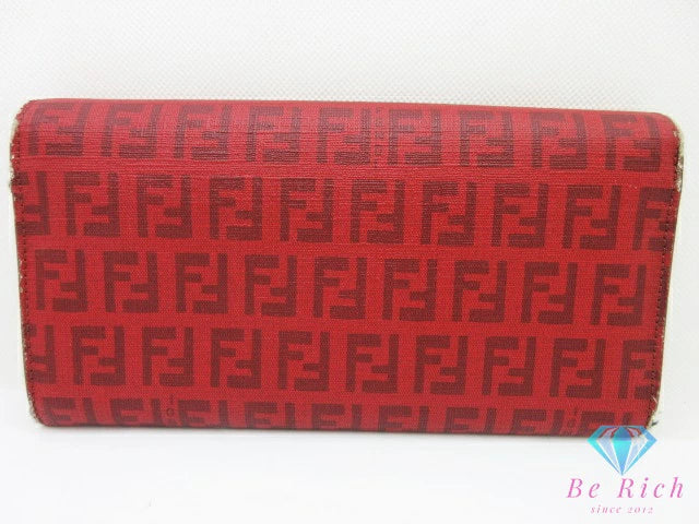 フェンディ 二つ折り 長財布 8M0021 ズッキーノ 赤 レッド PVC ロゴ ズッカ FENDI ロング ウォレット【中古】【送料無料】 bs4280