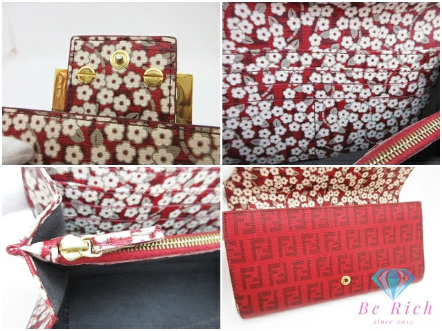 フェンディ 二つ折り 長財布 8M0021 ズッキーノ 赤 レッド PVC ロゴ ズッカ FENDI ロング ウォレット【中古】【送料無料】 bs4280
