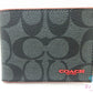 コーチ COACH 二つ折り札入れ カード入れ F88123 シグネチャー グレー 赤 PVC レザー ロゴ 札入れ 小銭入れなし コンパクト ウォレット 【中古】【送料無料】bs4285