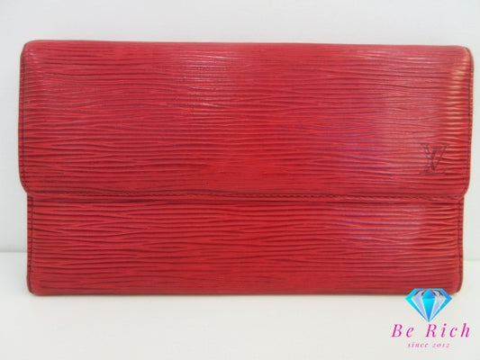 ルイ ヴィトン ポルト トレゾール インターナショナル M63387 エピ カスティリアン レッド 赤 レザー ウォレット 三つ折り 長財布 LOUIS VUITTON 【中古】【送料無料】bs4288