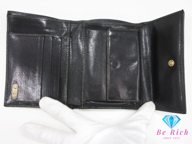 フェンディ FENDI 三つ折り財布 2270 30729 079 ズッカ ブラウン 茶 ブラック 黒 キャンバス レザー コンパクト ウォレット 中財布  【中古】【送料無料】 bs4289