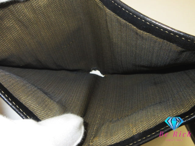 フェンディ FENDI 三つ折り財布 2270 30729 079 ズッカ ブラウン 茶 ブラック 黒 キャンバス レザー コンパクト ウォレット 中財布  【中古】【送料無料】 bs4289