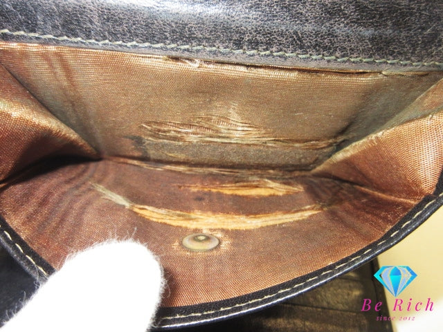 フェンディ FENDI 三つ折り財布 2270 30729 079 ズッカ ブラウン 茶 ブラック 黒 キャンバス レザー コンパクト ウォレット 中財布  【中古】【送料無料】 bs4289