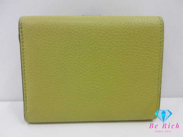 ロエベ LOEWE ロエベ トライフォールド ウォレット 三つ折り 財布 C660TR2X01 アナグラム グリーン ロゴ レザー コンパクト ウォレット 【中古】【送料無料】bs4292