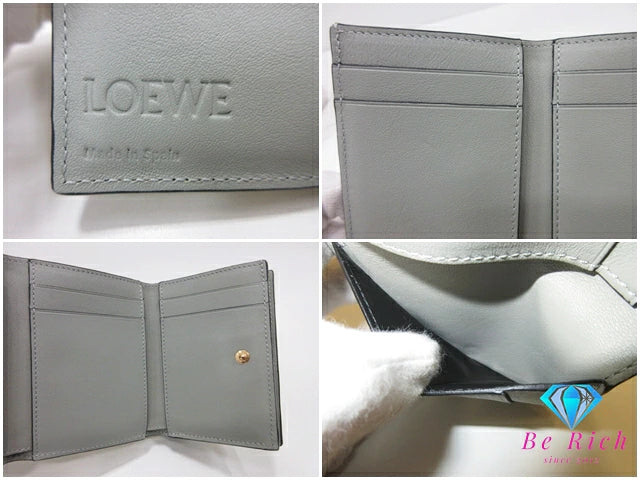 ロエベ LOEWE ロエベ トライフォールド ウォレット 三つ折り 財布 C660TR2X01 アナグラム グリーン ロゴ レザー コンパクト ウォレット 【中古】【送料無料】bs4292