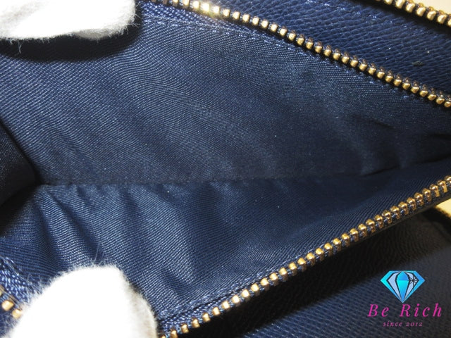 コーチ ラウンド ファスナー 長財布 58584 紺 ネイビー レザー COACH ロング ウォレット 【中古】【送料無料】 bs4294