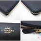 コーチ ラウンド ファスナー 長財布 58584 紺 ネイビー レザー COACH ロング ウォレット 【中古】【送料無料】 bs4294