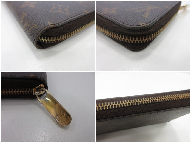 ルイ ヴィトン LOUIS VUITTON モノグラム ジッピー ウォレット M42616 茶 ブラウン LV ロゴ ラウンドファスナー 長財布 二つ折り財布 ロング 【中古】【送料無料】 bs4299