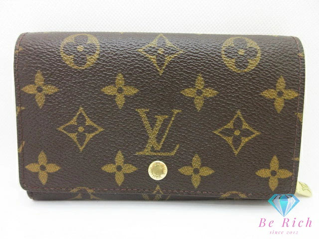 ルイ ヴィトン LOUIS VUITTON 二つ折り財布 モノグラム ポルト モネ ビエ トレゾール M61730 ブラウン 茶 L字ファスナー 小銭入れ LV ロゴ 中財布 ミディアム ウォレット 【中古】【送料無料】 bs4301