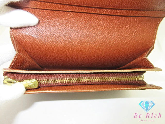 ルイ ヴィトン LOUIS VUITTON 二つ折り財布 モノグラム ポルト モネ ビエ トレゾール M61730 ブラウン 茶 L字ファスナー 小銭入れ LV ロゴ 中財布 ミディアム ウォレット 【中古】【送料無料】 bs4301