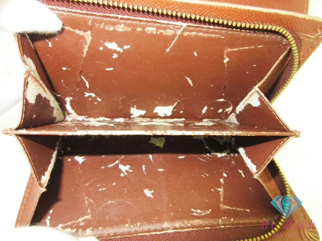 ルイ ヴィトン LOUIS VUITTON 二つ折り財布 モノグラム ポルト モネ ビエ トレゾール M61730 ブラウン 茶 L字ファスナー 小銭入れ LV ロゴ 中財布 ミディアム ウォレット 【中古】【送料無料】 bs4301