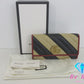 グッチ GUCCI 二つ折り財布 長財布 573809 GG マーモント ベージュ ブラック レッド 黒 赤 レザー ロゴ ダイアゴナル ストライプ キルティング  【中古】【送料無料】 bs4316