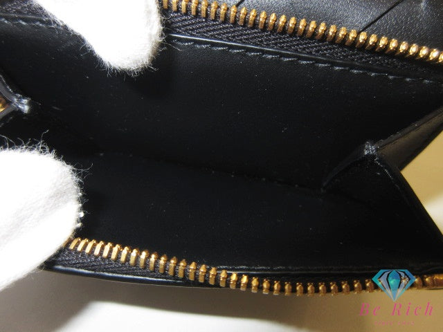 ボッテガ ヴェネタ BOTTEGA VENETA イントレチャート 三つ折り財布 690568 黒 ブラック レザー ロゴ コンパクト ウォレット  【中古】【送料無料】bs4352