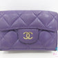シャネル CHANEL Wホック 三つ折り財布 AP0230 マトラッセ 紫 パープル キャビアスキン レザー CC マーク ロゴ ミニ コンパクト ウォレット 【中古】【送料無料】 bs4353