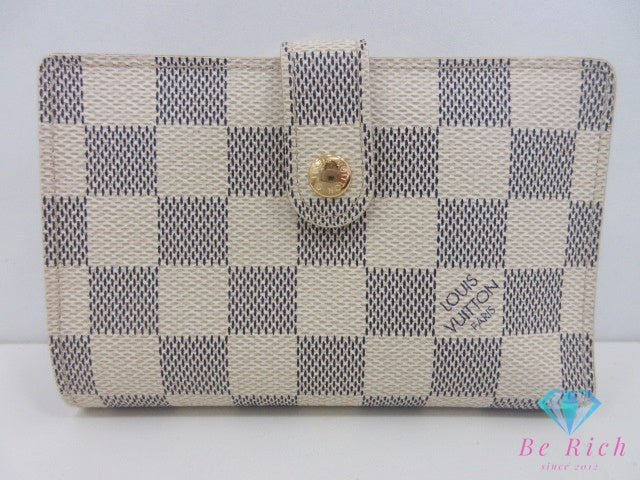 ルイ ヴィトン LOUIS VUITTON ダミエ アズール ポルトフォイユ ヴィエノワ N61676 白 ホワイト アイボリー PVC レザー LV ロゴ 中財布 ミディアム コンパクト ウォレット がま口 小銭入れ 【中古】【送料無料】 bs4360