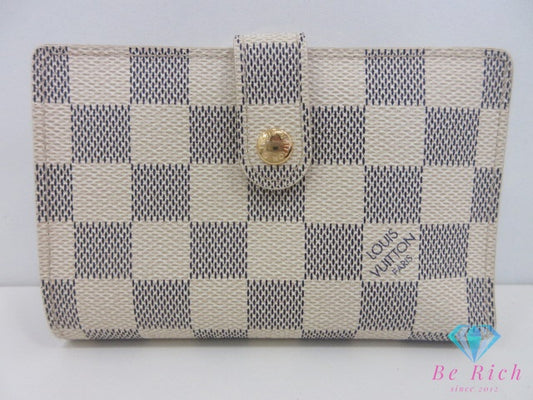 ルイ ヴィトン LOUIS VUITTON ダミエ アズール ポルトフォイユ ヴィエノワ N61676 白 ホワイト アイボリー PVC レザー LV ロゴ 中財布 ミディアム コンパクト ウォレット がま口 小銭入れ 【中古】【送料無料】 bs4360