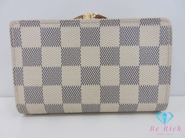 ルイ ヴィトン LOUIS VUITTON ダミエ アズール ポルトフォイユ ヴィエノワ N61676 白 ホワイト アイボリー PVC レザー LV ロゴ 中財布 ミディアム コンパクト ウォレット がま口 小銭入れ 【中古】【送料無料】 bs4360