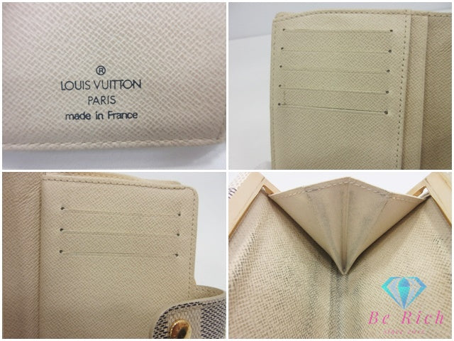 ルイ ヴィトン LOUIS VUITTON ダミエ アズール ポルトフォイユ ヴィエノワ N61676 白 ホワイト アイボリー PVC レザー LV ロゴ 中財布 ミディアム コンパクト ウォレット がま口 小銭入れ 【中古】【送料無料】 bs4360