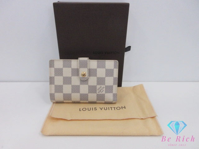 ルイ ヴィトン LOUIS VUITTON ダミエ アズール ポルトフォイユ ヴィエノワ N61676 白 ホワイト アイボリー PVC レザー LV ロゴ 中財布 ミディアム コンパクト ウォレット がま口 小銭入れ 【中古】【送料無料】 bs4360