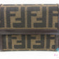 フェンディ FENDI 三つ折り財布 2270 30729 099 ズッカ ブラウン 茶 ブラック 黒 キャンバス レザー コンパクト ウォレット 中財布  【中古】【送料無料】 bs4371