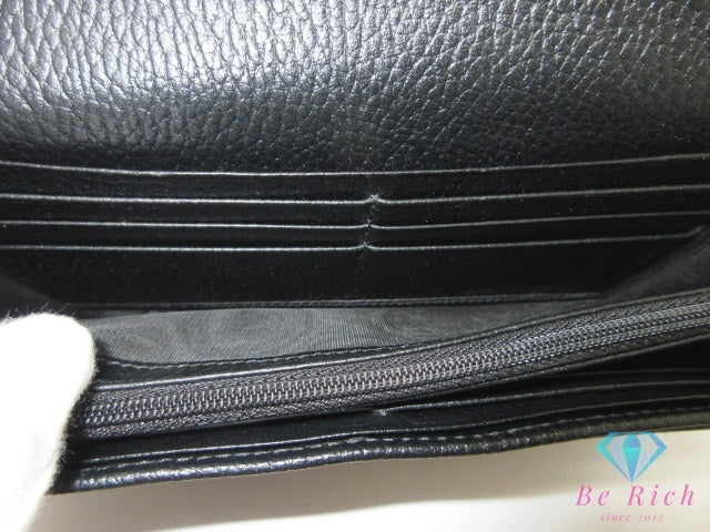 グッチ GUCCI ダブルG コンチネンタル ウォレット 二つ折り 長財布 456116 プチマーモント ロゴ レザー 黒 ブラック 【中古】【送料無料】 bs4388