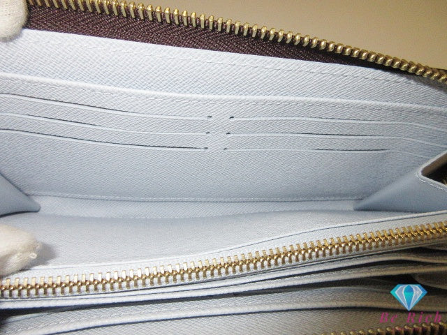ルイ ヴィトン LOUIS VUITTON モノグラム ジッピー ウォレット M14815 茶 ブラウン アズール ブルー LV ロゴ ラウンドファスナー 長財布 二つ折り財布 ロング 【中古】【送料無料】 bs4391