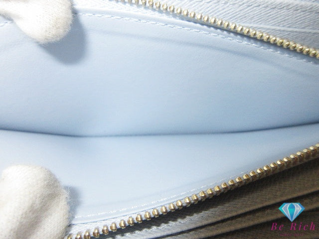 ルイ ヴィトン LOUIS VUITTON モノグラム ジッピー ウォレット M14815 茶 ブラウン アズール ブルー LV ロゴ ラウンドファスナー 長財布 二つ折り財布 ロング 【中古】【送料無料】 bs4391