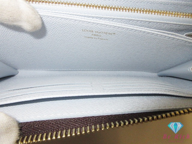 ルイ ヴィトン LOUIS VUITTON モノグラム ジッピー ウォレット M14815 茶 ブラウン アズール ブルー LV ロゴ ラウンドファスナー 長財布 二つ折り財布 ロング 【中古】【送料無料】 bs4391