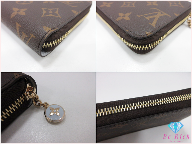 ルイ ヴィトン LOUIS VUITTON モノグラム ジッピー ウォレット M14815 茶 ブラウン アズール ブルー LV ロゴ ラウンドファスナー 長財布 二つ折り財布 ロング 【中古】【送料無料】 bs4391
