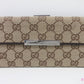 グッチ GUCCI Wホック 長財布 112715 GG ベージュ 茶 ブラウン キャンバス レザー ロゴ 二つ折り財布 ロング ウォレット 【中古】【送料無料】bs4396