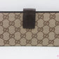 グッチ GUCCI Wホック 長財布 112715 GG ベージュ 茶 ブラウン キャンバス レザー ロゴ 二つ折り財布 ロング ウォレット 【中古】【送料無料】bs4396