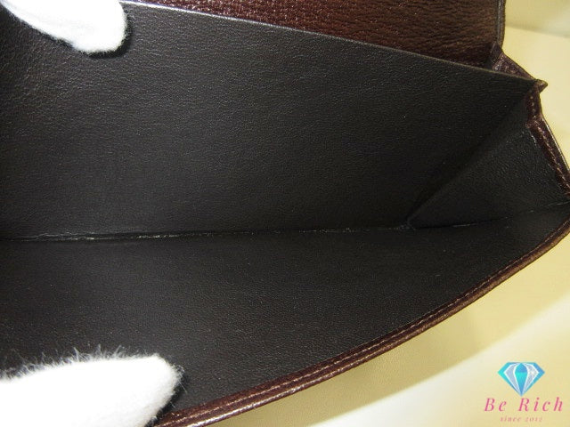 グッチ GUCCI Wホック 長財布 112715 GG ベージュ 茶 ブラウン キャンバス レザー ロゴ 二つ折り財布 ロング ウォレット 【中古】【送料無料】bs4396