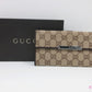 グッチ GUCCI Wホック 長財布 112715 GG ベージュ 茶 ブラウン キャンバス レザー ロゴ 二つ折り財布 ロング ウォレット 【中古】【送料無料】bs4396