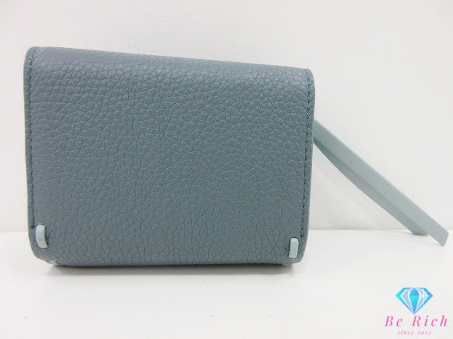 美品 フェンディ FENDI ピーカブー L字ファスナー 三つ折り 財布 8M0499 青 ブルー マーキュリーブルー レザー ロゴ ステッチ コンパクト ウォレット Selleria 【中古】【送料無料】 bs4402