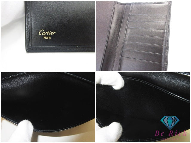 美品 カルティエ Cartier 長財布 二つ折り 札入れ 財布 パシャ L3000204 黒 ブラック カーフ レザー ロゴ ロング ウォレット 【中古】【送料無料】 bs4431
