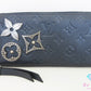 美品 ルイ ヴィトン LOUIS VUITTON モノグラム アンプラント ジッピー ウォレット M62069 フラワースタッズ マリンメタル ネイビー 紺 LV ロゴ ラウンドファスナー 長財布 二つ折り財布 ロング 【中古】【送料無料】 bs4445