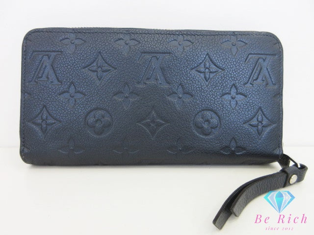 美品 ルイ ヴィトン LOUIS VUITTON モノグラム アンプラント ジッピー ウォレット M62069 フラワースタッズ マリンメタル ネイビー 紺 LV ロゴ ラウンドファスナー 長財布 二つ折り財布 ロング 【中古】【送料無料】 bs4445