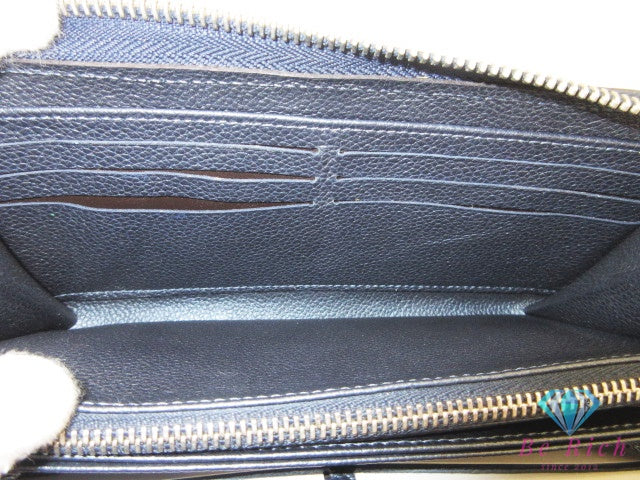 美品 ルイ ヴィトン LOUIS VUITTON モノグラム アンプラント ジッピー ウォレット M62069 フラワースタッズ マリンメタル ネイビー 紺 LV ロゴ ラウンドファスナー 長財布 二つ折り財布 ロング 【中古】【送料無料】 bs4445