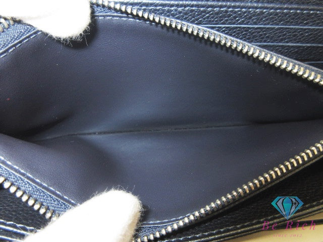 美品 ルイ ヴィトン LOUIS VUITTON モノグラム アンプラント ジッピー ウォレット M62069 フラワースタッズ マリンメタル ネイビー 紺 LV ロゴ ラウンドファスナー 長財布 二つ折り財布 ロング 【中古】【送料無料】 bs4445